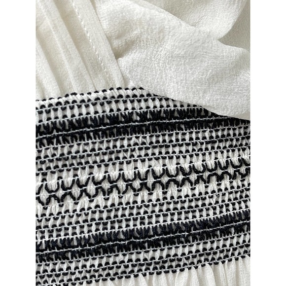 Ella‎ Moss Dress Sheer White Silk B&W Smock Waist Size Medium - Picture 9 of 10